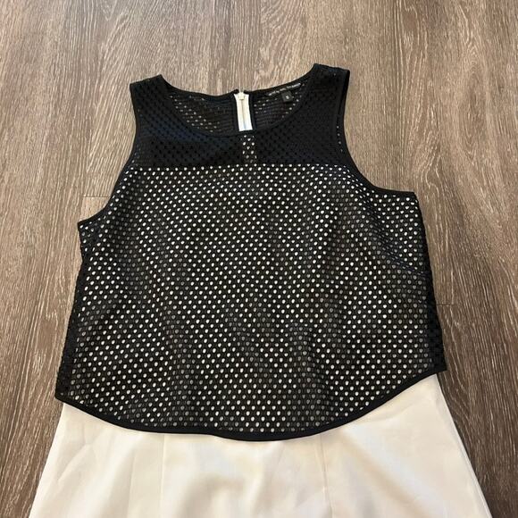 W118 by Walter Baker Black Mesh Overlay Shift Dress Size Small Ivory Lined Mini - Picture 5 of 12